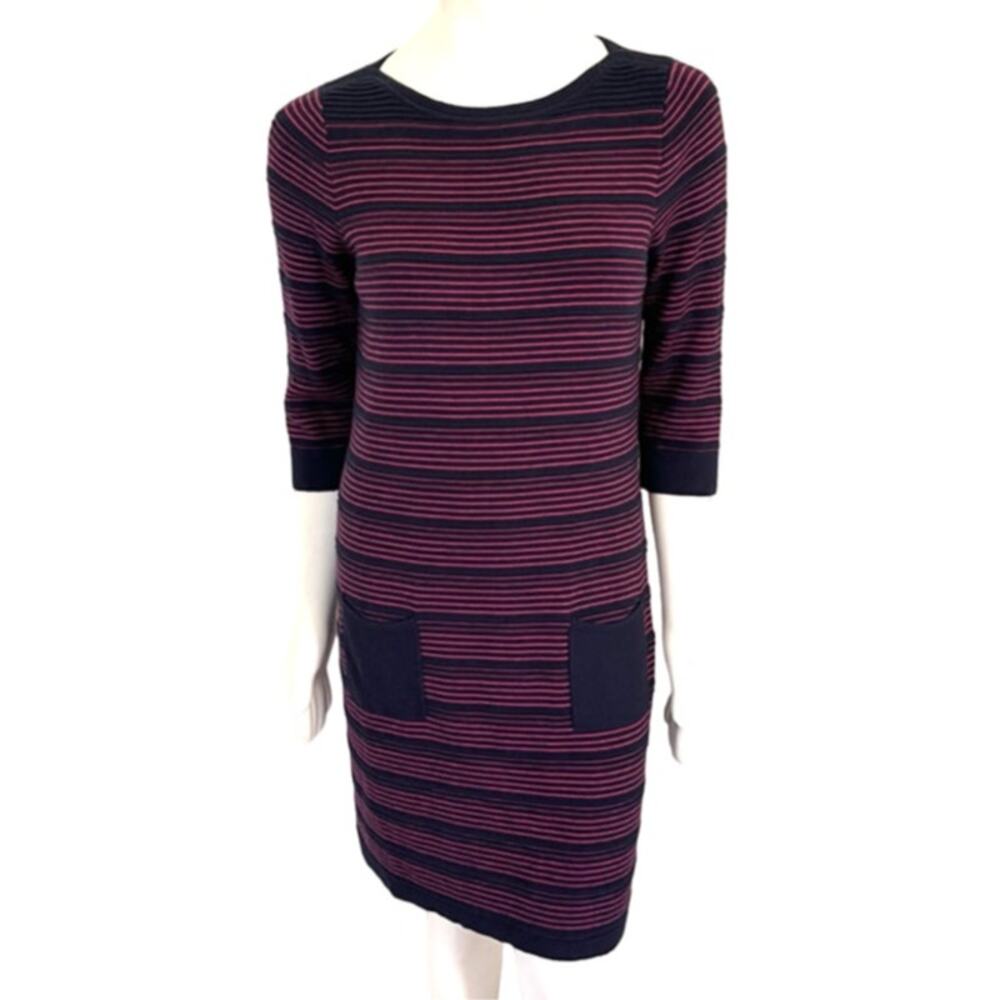 PER UNA Marks & Spencer Striped Sweater Dress in Magenta & Navy Blue  SZ 10